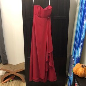 Jordan Fashions Burgundy Strapless Bridesmaid Dress